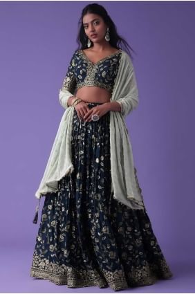Blue Lehenga Choli in Sequins Georgette LC8583