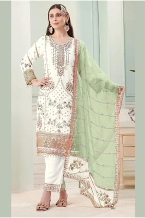 Embroidered Salwar Kameez in G white Georgette SK156033