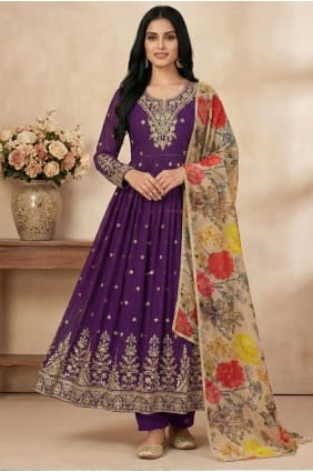 Georgette Purple Salwar Kameez in Thread AS4261