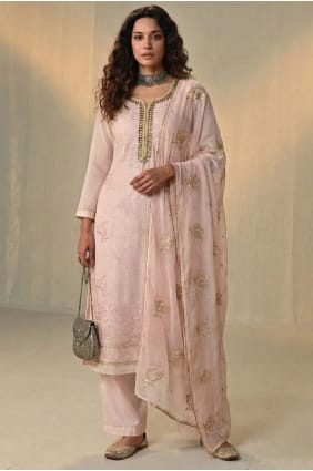 Thread Salwar Kameez in Pink Georgette SK15643