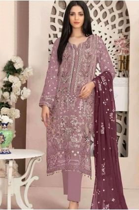 Georgette Straight Pant Suit with Embroidered SK155110