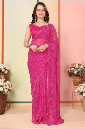 Georgette Saree in Pink with Printed SR28478