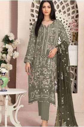 Georgette Straight Pant Suit with Embroidered SK155111