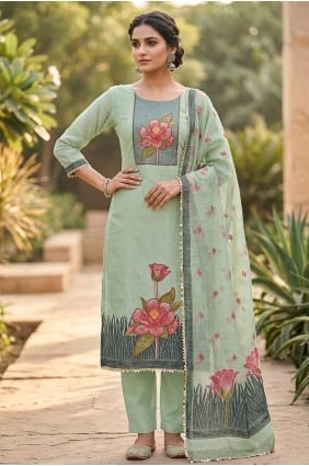 Cotton Green Salwar Kameez in Printed SK15869