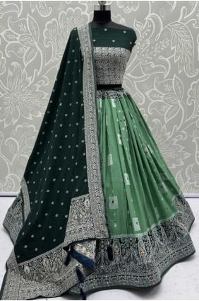 Green Georgette Lehenga Choli with Elegant Embroidered Design LC8670