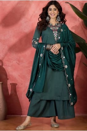 Chanderi silk Chanderi silk Eid Palazzo Suit with Digital print PZ4252