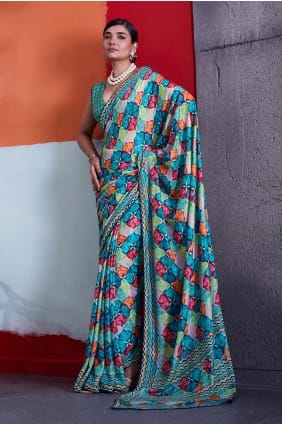 Green Crepe Saree with Printed SR30044