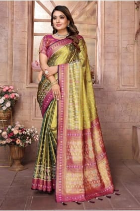 Green Saree in Weaving Banarasi silk SR28368