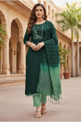 Green Embroidered Salwar Kameez in Silk SK15801