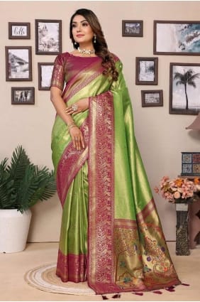 Green Weaving Banarasi silk Saree SR28337
