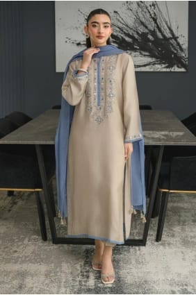 Embroidered Chanderi Grey Salwar Kameez with Dupatta SK15854