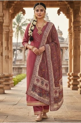 Silk Salwar Kameez with Embroidered SK15825