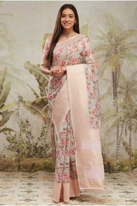 Rich Weaving Saree in Grey Jacquard silk SR28660