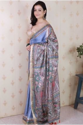 Lightweight Tussar silk Saree in Grey with Zari weaving SR28711