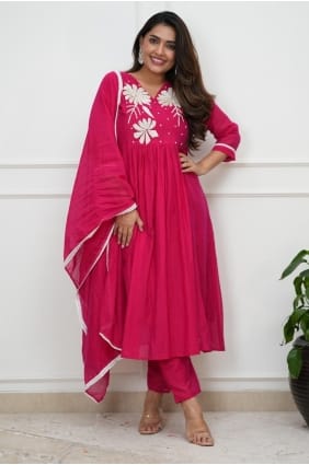 Pink Eid Anarkali Suit in Hand Silk AS4170