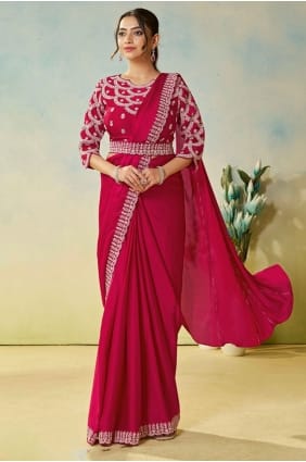 Hand Saree in Rani Silk SR29176