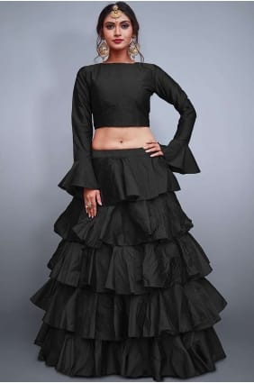 Luring Black Silk Lehenga Choli lcu0007