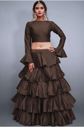 Attractive Brown Silk Lehenga Choli lcu0009