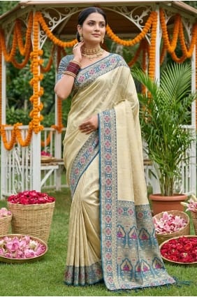 Beige Weaving Jacquard Saree SR29999