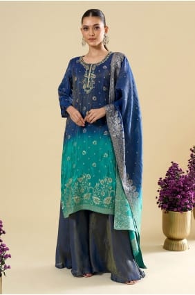 Palazzo Suit in Pink Jacquard with Hand PZ4525