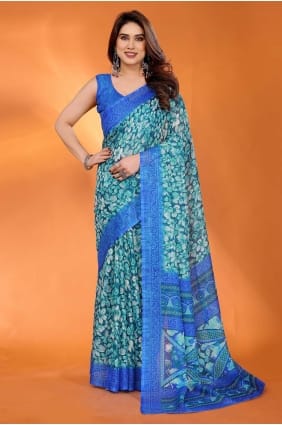 Printed Kota doria Saree in Multicolor SR30052
