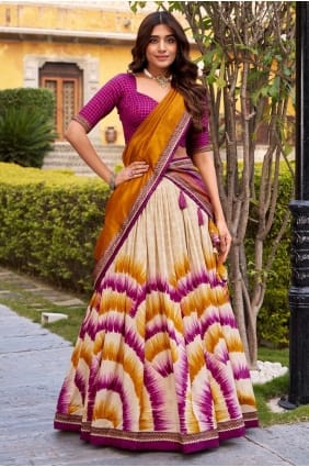 Lace Tussar silk Lehenga Choli in Multicolor LC8983