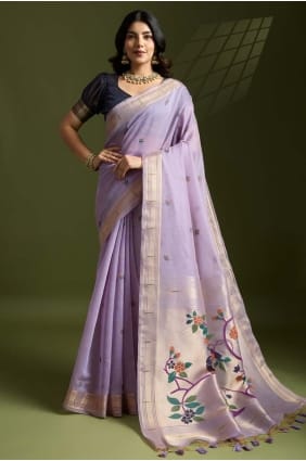 Cotton Saree in Lavender with Weaving SR29109