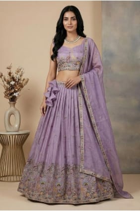 Lavender Embroidered Silk Lehenga Choli LC8974