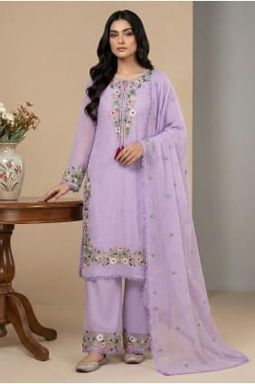 Sequins Salwar Kameez in Lavender Faux georgette SK15656