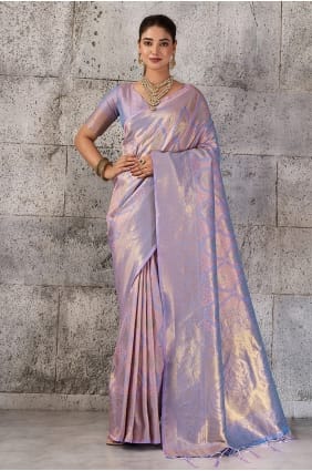 Silk Zari Lavender Saree with Blouse SR30099