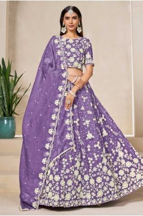 Silk Embroidered Lavender Lehenga Choli with Dupatta LC8556