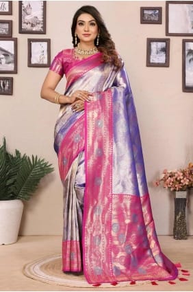 Lavender Weaving Saree in Banarasi silk SR28251