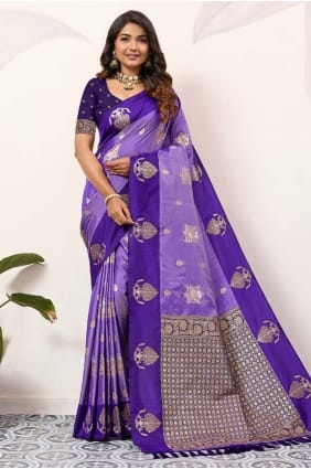 Lavender Saree with Weaving Silk SR29660