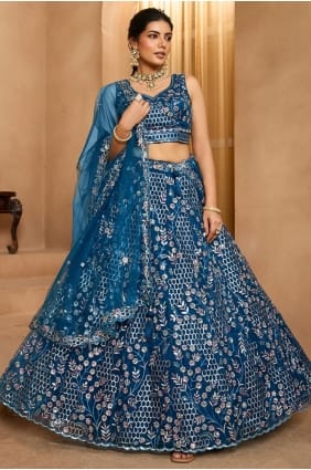 Nevy blue Thread Lehenga Choli in Net LC8774