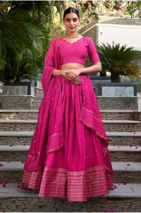 Pink Weaving Lehenga Choli in Chanderi LC8893