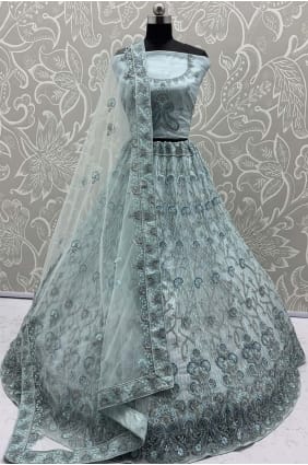 Sea green Lehenga Choli in Zari Net LC8779