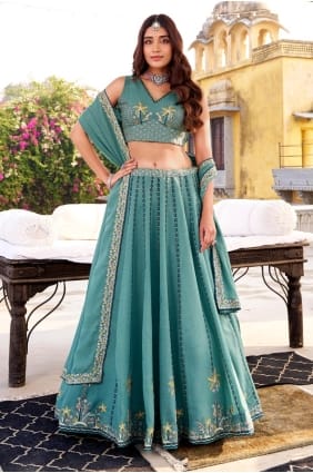 Sky blue Lehenga Choli with Embroidered Silk LC8887