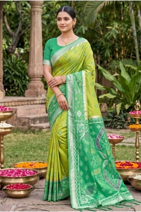 Weaving Saree in Light green Silk SR29971