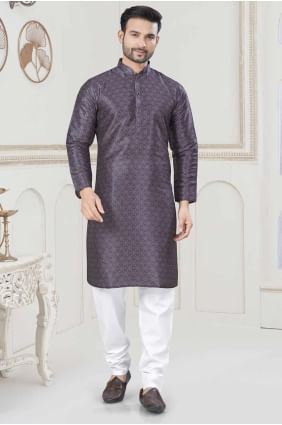 Light purple Digital print Jacquard Men Kurta KURR451