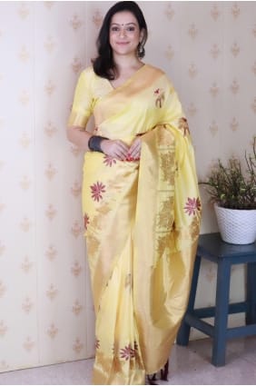 Light yellow Saree in Weaving Silk SR28973