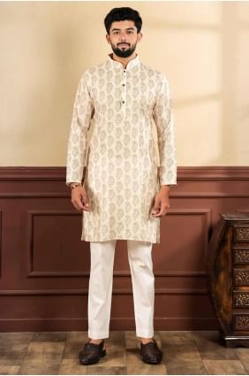 Linen Men Kurta with Digital print KURR471