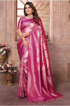 Magenta Weaving Saree in Banarasi silk SR28357