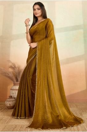 Exclusive Satin Saree in Mahendi with Embroidered SR28708