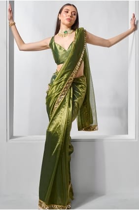 Mahendi Mirror Net Saree with Designer Blouse SR29823