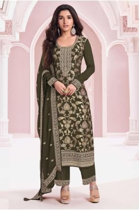 Mahendi Straight Pant Suit with Embroidered Jacquard SK155543