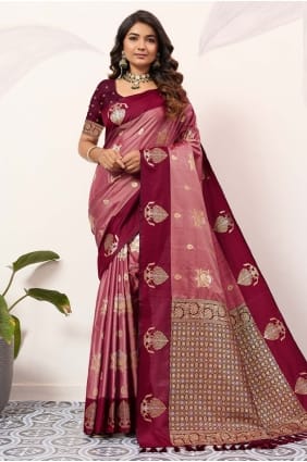 Mauve Saree with Weaving Silk SR29656