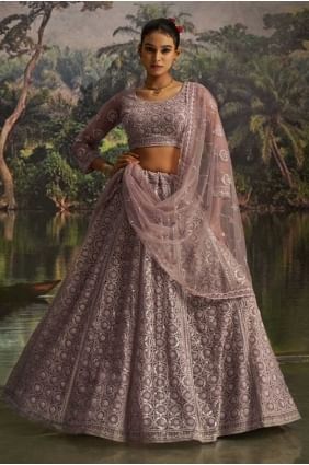 Soft net Weaving Mauve Lehenga Choli with Dupatta LC8639