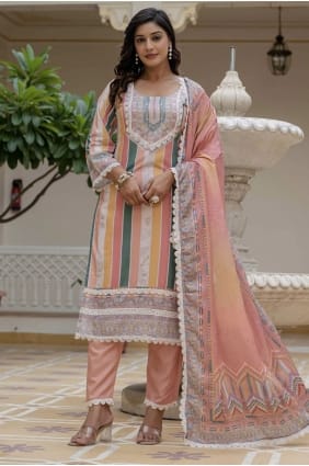 Multicolor Salwar Kameez with Embroidered Rayon SK155840