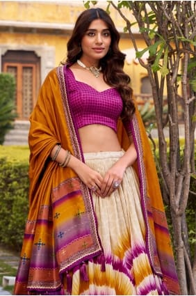Silk Multicolor Lehenga Choli in Printed LC9024