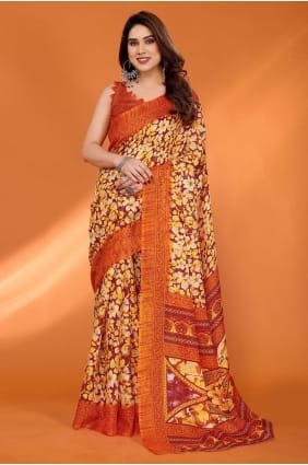 Kota doria Printed Multicolor Saree with Blouse SR30049